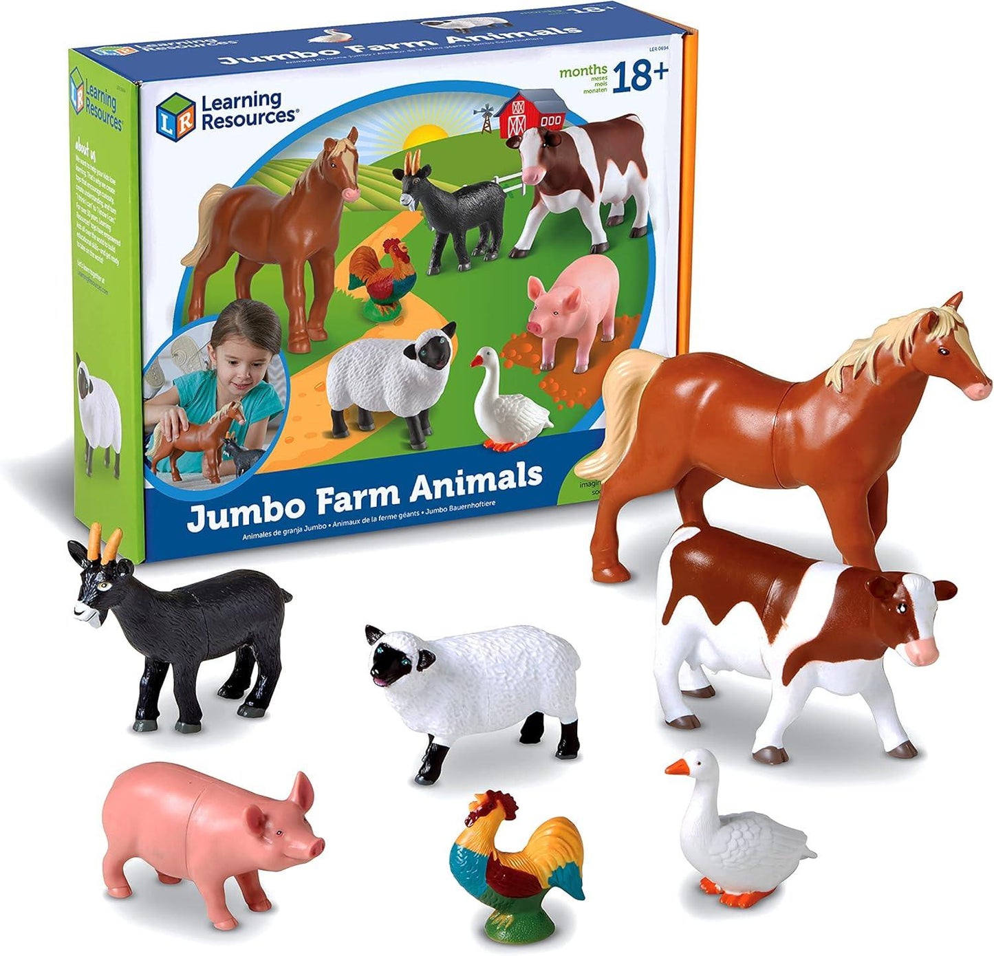 Learning Resources Jumbo Domestic Pets / Jumbo Farm Animal , 6 Animals, Ages 2+ ,