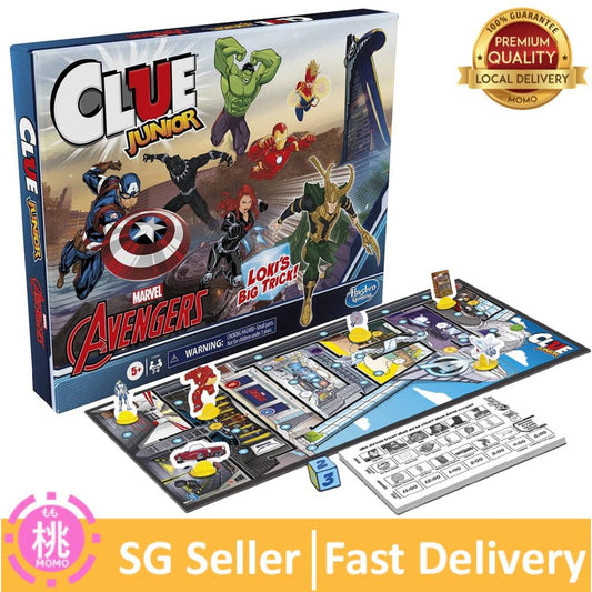 Clue Junior: Marvel Avengers Edition Board Game for Kids Ages 5+, Loki's Big Trick, Classic Mystery Game for 2-6 Players - Momo Gadgets