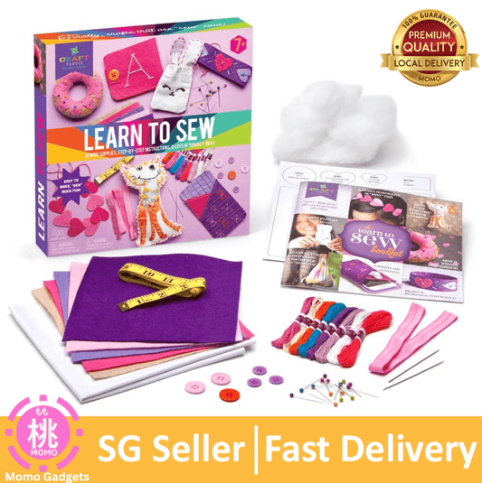 Craft-tastic Learn to Sew Kit – 7 Fun Projects and Reusable Materials to Teach Basic Sewing Stitches, Embroidery & More - Momo Gadgets