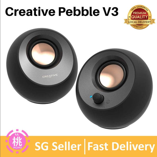 Creative Pebble V3 Minimalistic 2.0 USB-C Desktop Speakers with USB Audio, Clear Dialog Enhancement - Momo Gadgets