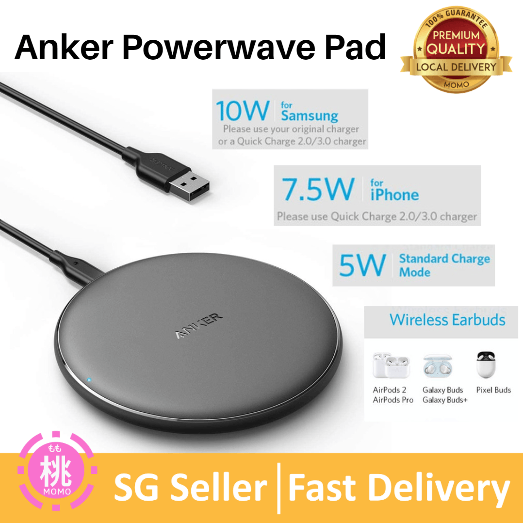 Anker Wireless Charger PowerWave Pad A2503 Qi-Certified 10W Max for iPhone 12, 12 Mini, 12 Pro Max, SE 2020, 11, 11 Pro, AirPods, Galaxy S20 (No AC Adapter, Not Compatible with MagSafe Magnetic Charging)