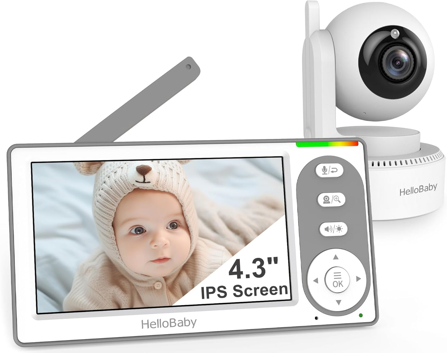HelloBaby 4.3'' Video Baby Monitor with 30 Hours Battery, Remote Pan-Tilt-Zoom Baby Monitor No WiFi, Baby Monitor
