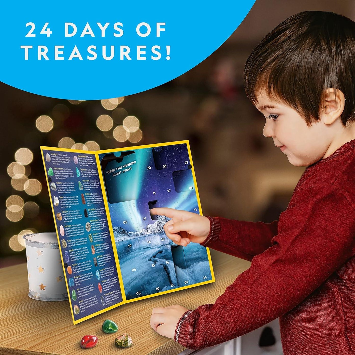NATIONAL GEOGRAPHIC Gemstone Advent Calendar-Advent Calendar for Kids with 24 Gemstones to Open Each Day