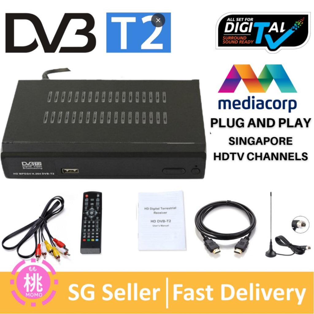 Digital TV for SIngapore FREE Channels Singapore with Active Indoor DTV DVBT2 Antenna, HDMI cable (DVB T2) - Momo Gadgets