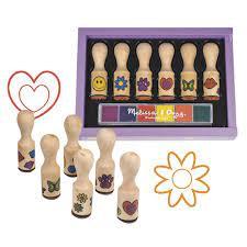 Melissa and Doug Happy Handles Wooden Stamp Set: 6 Stamps and 6-Color Stamp Pad - Momo Gadgets