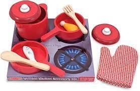 Melissa and Doug Deluxe Wooden Kitchen Accessory Set - Pots and Pans - Momo Gadgets