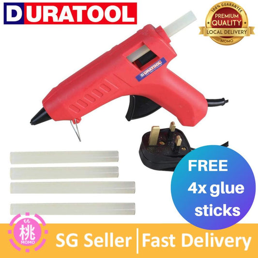 Duratool Glue Gun , 230V, 15W, 11mm Stick Diameter, ( 2 x 100mm Sticks, 2x 120mm Sticks )SG Plug - Momo Gadgets