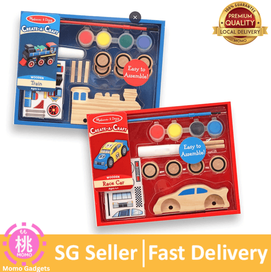 Melissa & Doug Decorate-Your-Own Wooden Train and Race Car Craft Kits