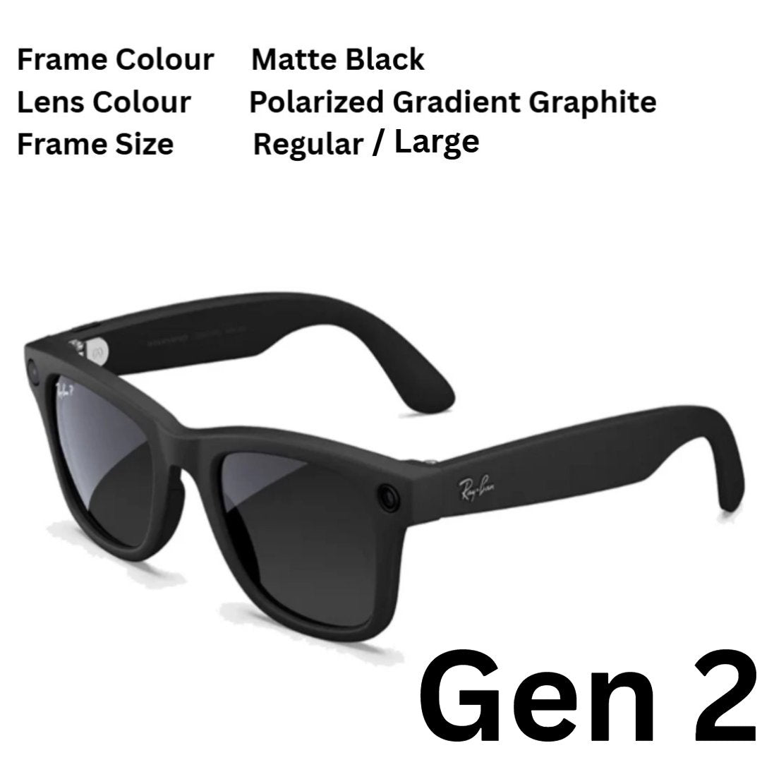 RayBan | Meta Wayfarer Smart Glasses Gen 2 / Gen 1-  Shiny Black / Matte Black / Clear to Graphite Green Transition options (Meta Ray-Ban)