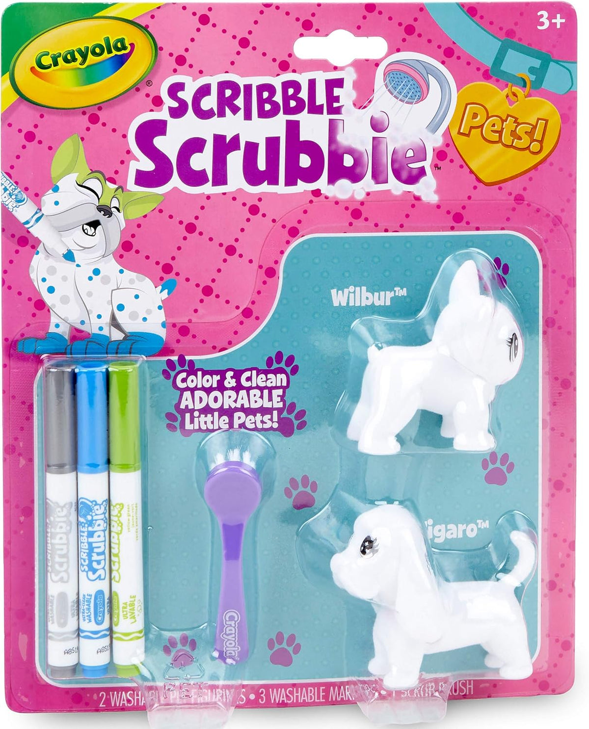 Crayola Scribble Scrubbie Peculiar Pets, Pet Care Toy, Includes Working Tub & Washable Markers