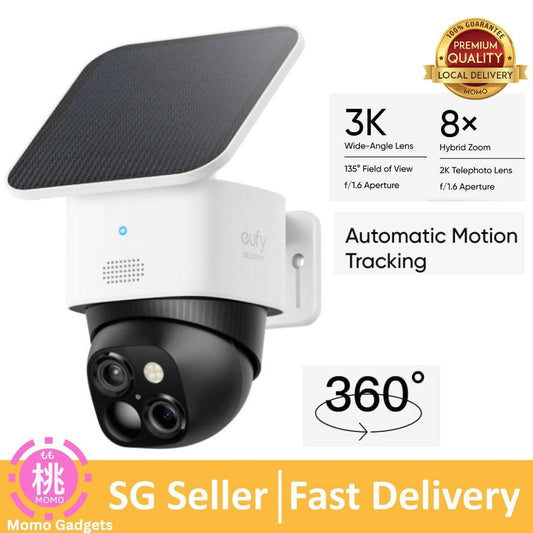 eufy Security SoloCam S340, Solar Security Camera, Wireless Outdoor Camera, 360° Pan & Tilt Surveillance - Momo Gadgets