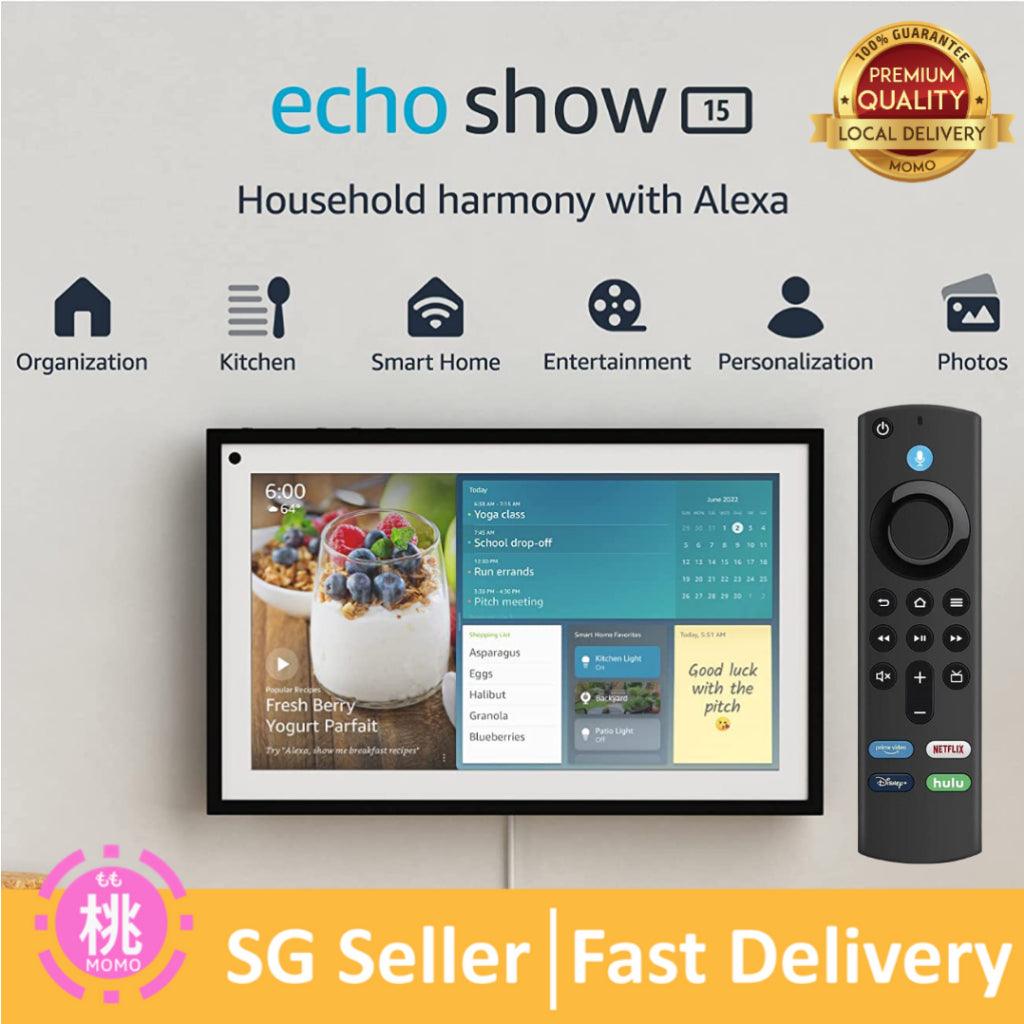 Echo Show 15 with remote option, Full HD 15.6" smart display for family organization with Alexa - Momo Gadgets