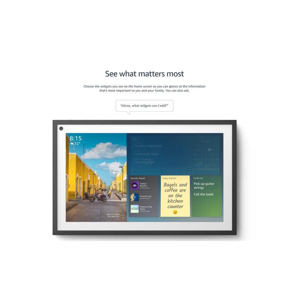 Echo Show 15 with remote option, Full HD 15.6" smart display for family organization with Alexa - Momo Gadgets