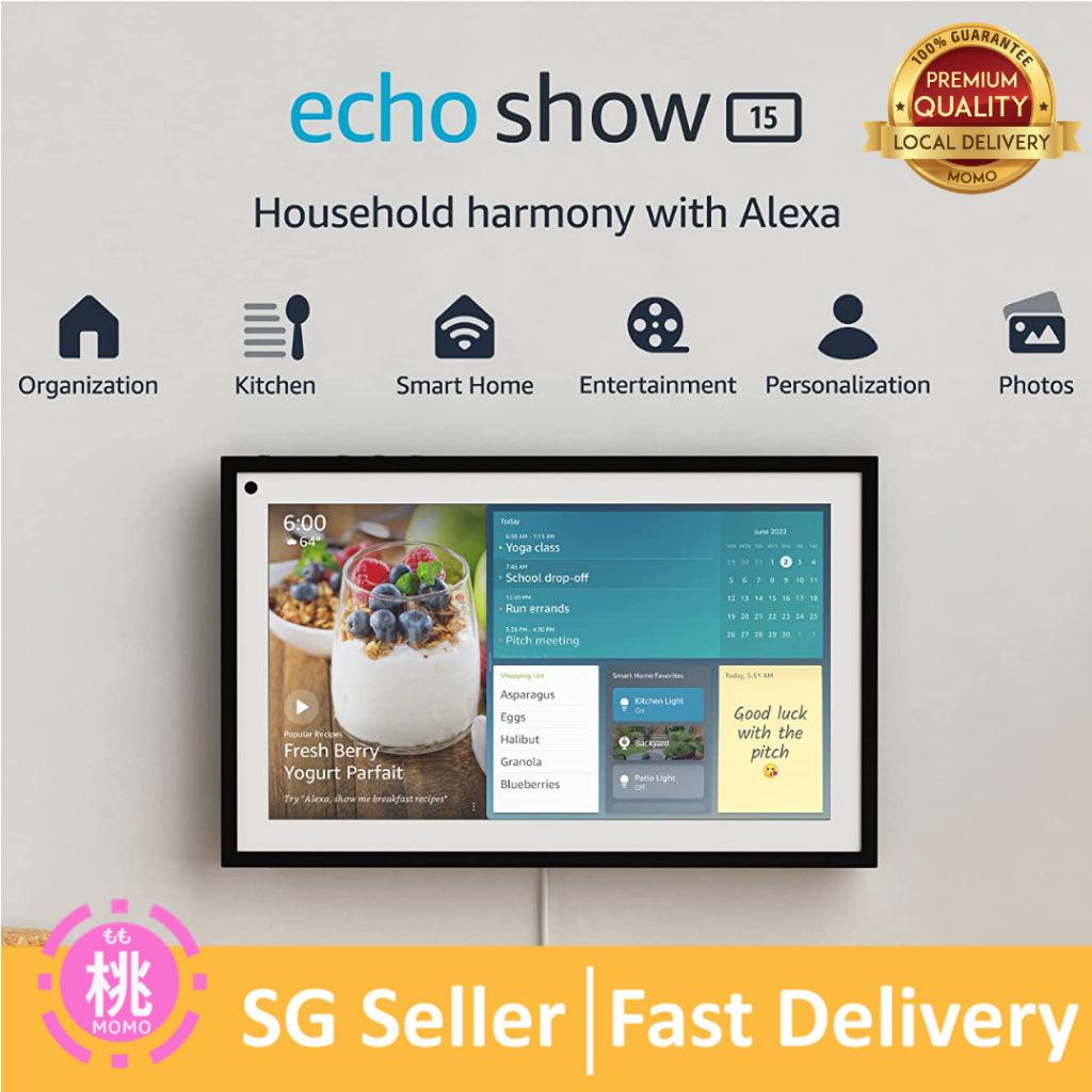 Echo Show 15 with remote option, Full HD 15.6" smart display for family organization with Alexa - Momo Gadgets