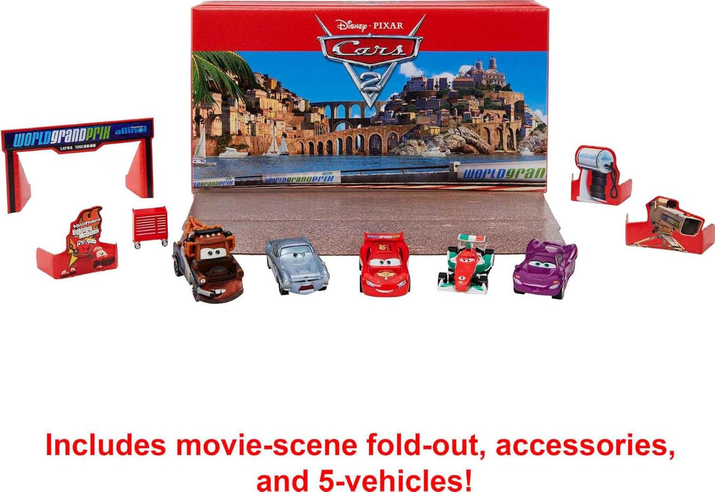 Mattel Disney and Pixar Cars Vehicle Set of 4 Die Cast Metal , Florida 500 Piston Cup Race
