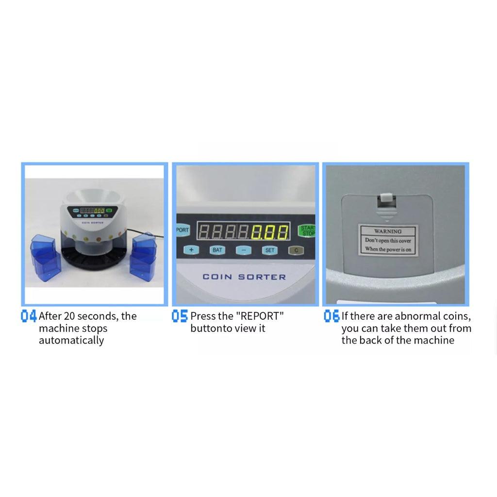 Electronic Coin Sorter Counter (SG SPEC) Counting Sorting Machine Countable Coins with Multi-Functional - Momo Gadgets