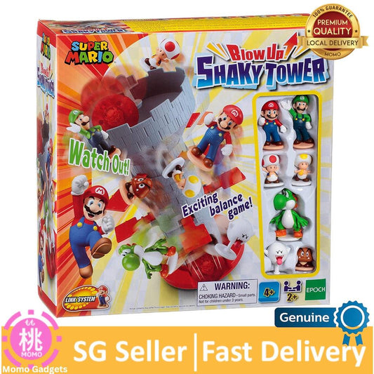 Epoch Games Super Mario Blow Up! Shaky Tower Balancing Game, Tabletop Skill and Action Game - Momo Gadgets