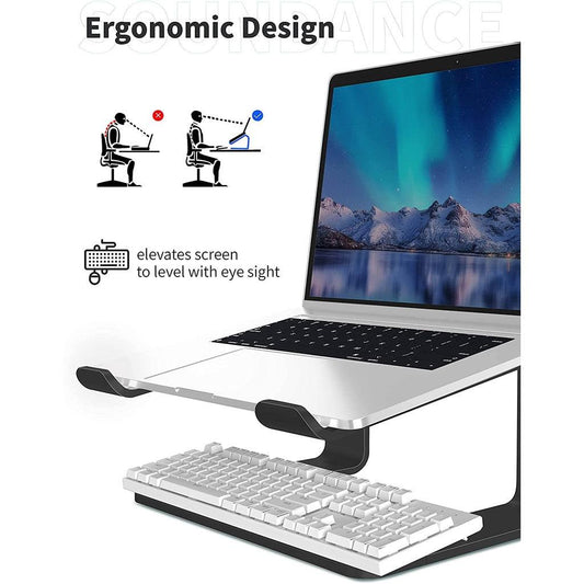 Ergonomic Laptop Stand, Aluminum Computer Riser, Metal Holder Compatible with 10 to 15.6 Inches Notebook Computer - Momo Gadgets