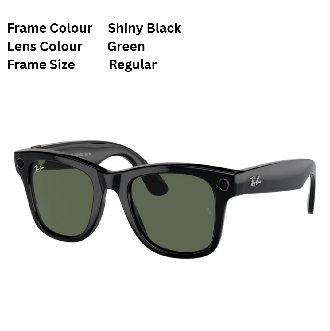 RayBan | Meta Wayfarer Smart Glasses -  Shiny Black / Matte Black / Clear to Graphite Green Transition options (Meta Ray-Ban)