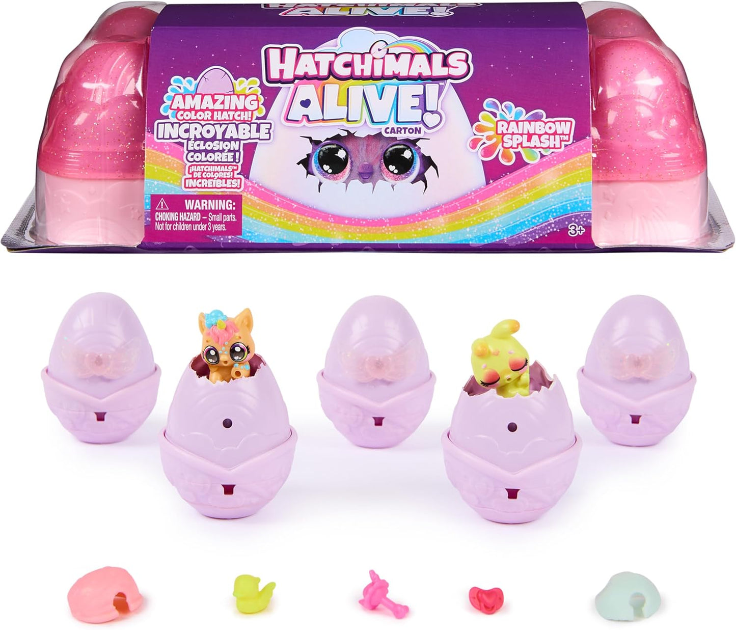 Hatchimals Alive, Egg Carton Toy with 5 Mini Figures in Self-Hatching Eggs, 11 Accessories/10 Accessories