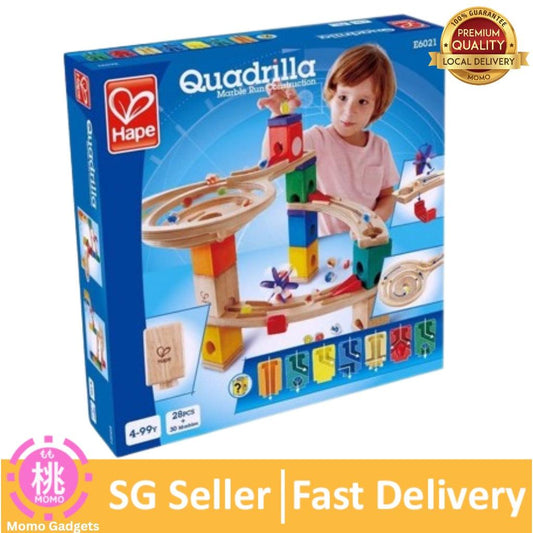 Hape Quadrilla Race to the Finish Marble Run Blocks, Multicolor , 13.8 x 3.1 x 14.2 inches - Momo Gadgets