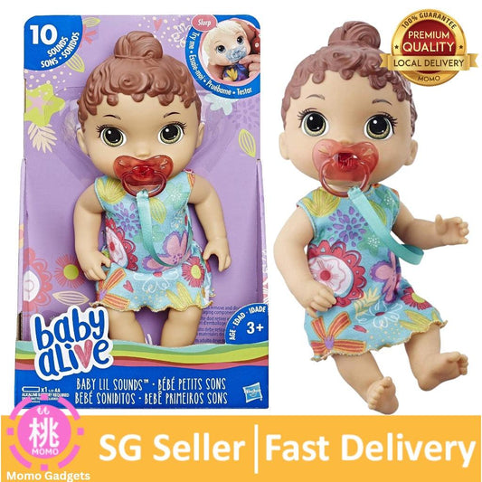 Hasbro Baby Alive Baby Lil Sounds: Interactive Brown Hair Baby Doll for Girls & Boys Ages 3+ - Momo Gadgets