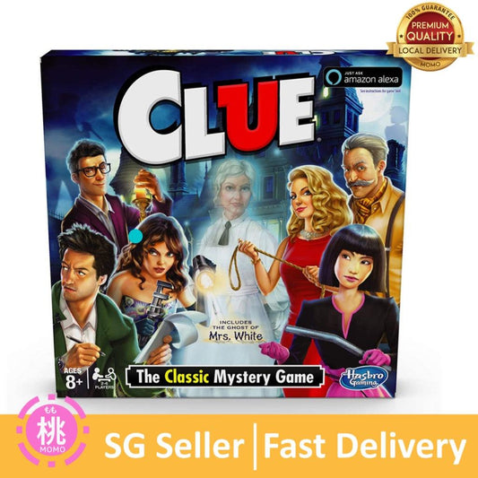 Hasbro Clue Game; Incudes The Ghost of Mrs. White; Compatible with Alexa - Momo Gadgets