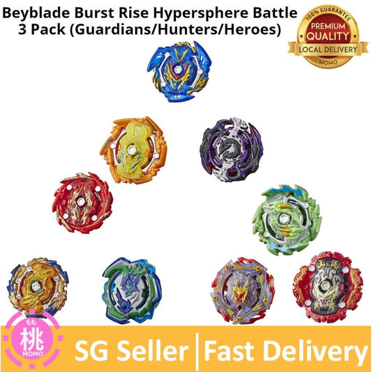 Hasbro Takara Tomy Beyblade Burst Rise Hypersphere Battle 3 Pack (Option Guardians/Hunters/Heroes) - Momo Gadgets