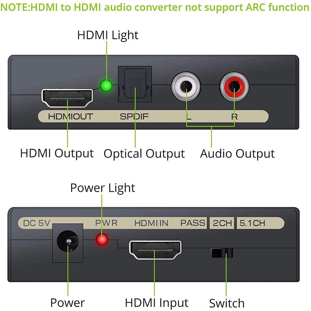 HDMI Audio Extractor Audio Splitter 4K 30Hz 3D HDCP 1.4 HDMI Switcher - Momo Gadgets