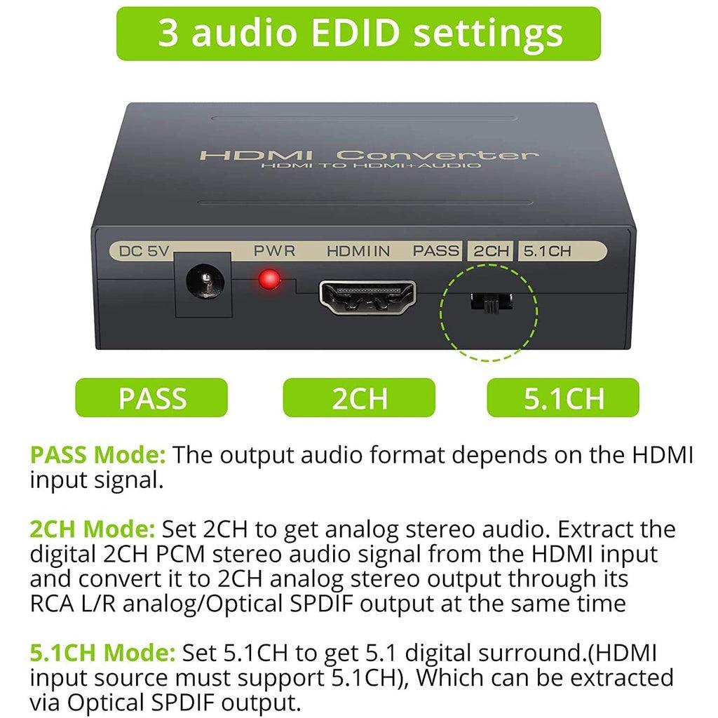 HDMI Audio Extractor Audio Splitter 4K 30Hz 3D HDCP 1.4 HDMI Switcher - Momo Gadgets