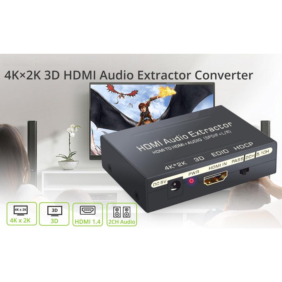 HDMI Audio Extractor Audio Splitter 4K 30Hz 3D HDCP 1.4 HDMI Switcher - Momo Gadgets