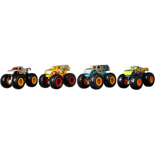 Hot Wheels Monster Trucks 1:64 Scale 4 Pack Assortment with Giant Wheels Gift idea for Kids - Momo Gadgets