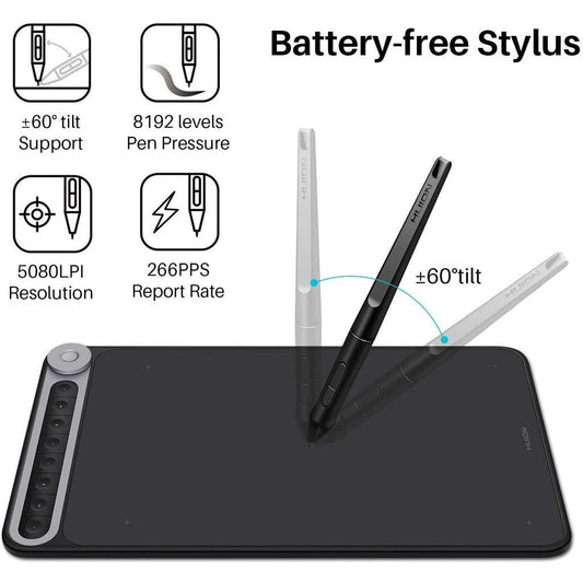 HUION Inspiroy Dial Q620M Wireless Graphic Drawing Tablet, 8 Press Keys and Dial Controller, Android Supported - Momo Gadgets