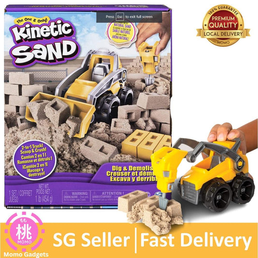 Kinetic Play Sand, Dig & Demolish Playset with Sand and Toy Truck, Play Sand Sensory Toys for Kids Ages 3 and up - Momo Gadgets