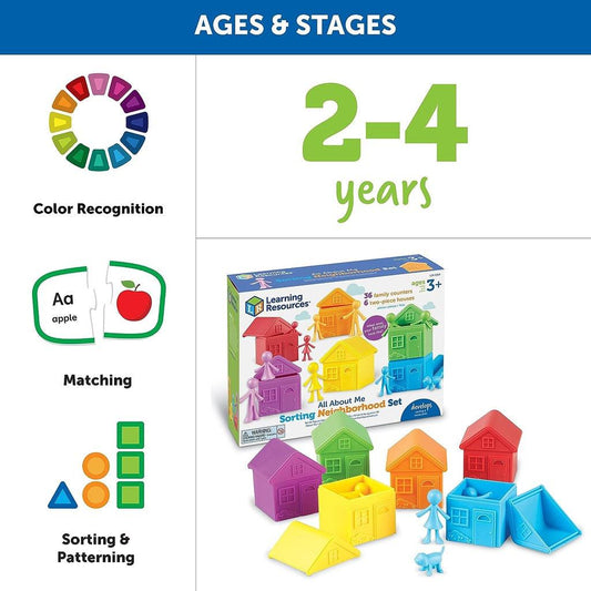 Learning Resources All About Me Sorting Neighborhood - 42 Pieces, Ages 3+ Toddler Social Emotional Toys - Momo Gadgets