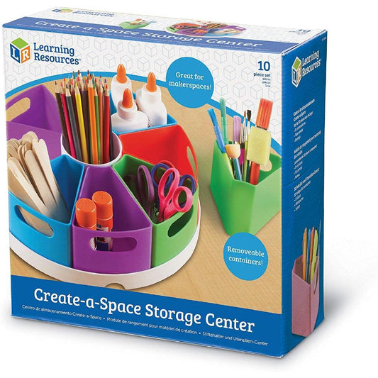 Learning Resources Create-a-Space Storage Center, Bright Colors, Classroom Craft Keeper, 10 Piece set - Momo Gadgets