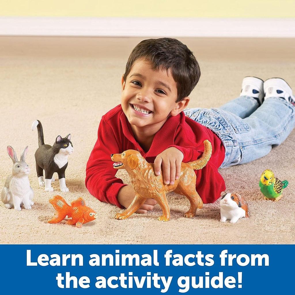 Learning Resources Jumbo Domestic Pets, Cat, Dog, Rabbit, Guinea Pig, Fish and Bird, 6 Animals, Ages 2+ (LER0688) - Momo Gadgets