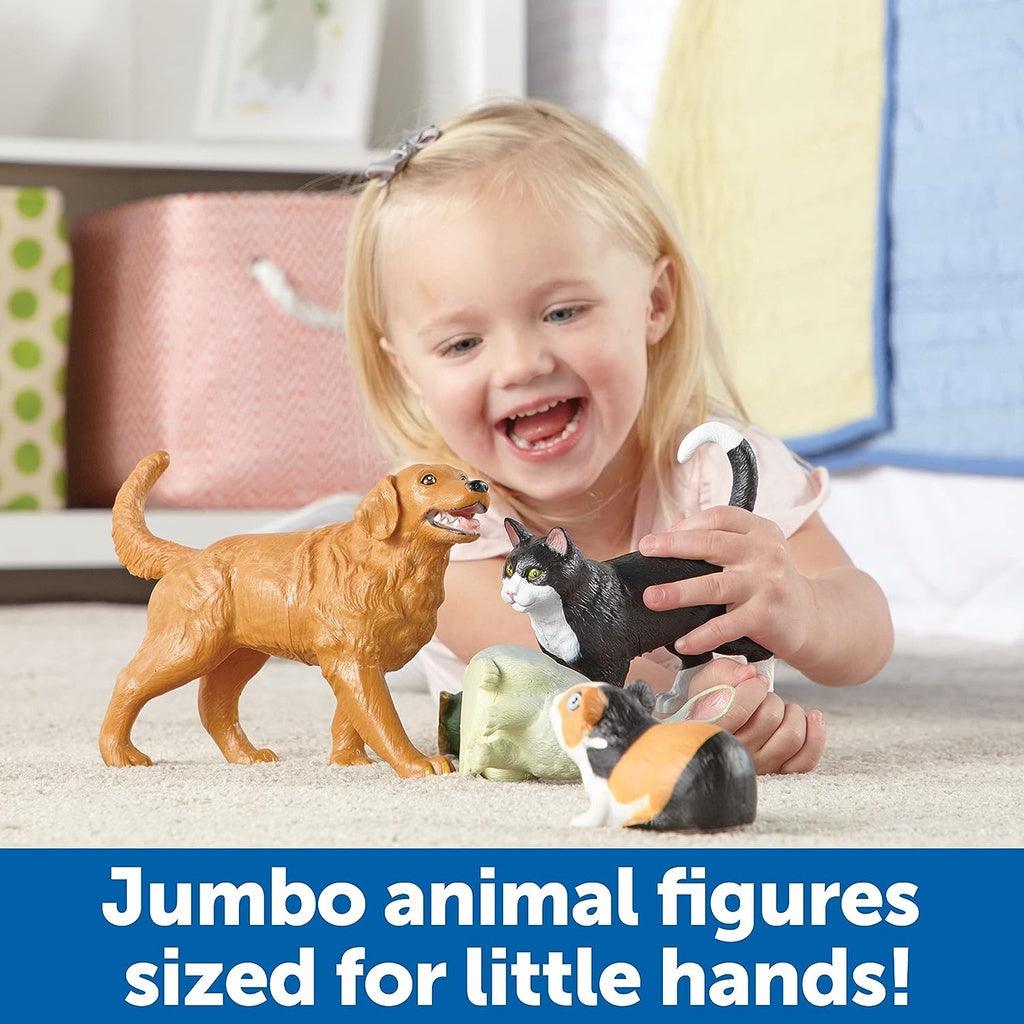 Learning Resources Jumbo Domestic Pets, Cat, Dog, Rabbit, Guinea Pig, Fish and Bird, 6 Animals, Ages 2+ (LER0688) - Momo Gadgets