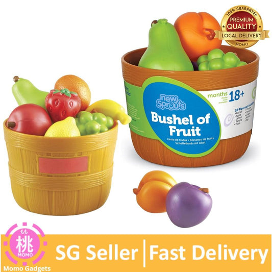 Learning Resources New Sprouts Bushel of Fruit - 10 Pieces, 18+ months, Pretend Play Food for Toddlers - Momo Gadgets