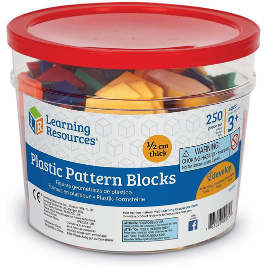 Learning Resources Plastic Pattern Blocks, Early Math Skills Set of 250, Ages 4+ - Momo Gadgets