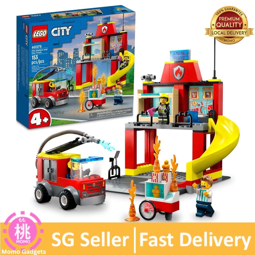 Lego City Fire Station and Fire Engine 60375, Pretend Play Fire Station with Firefighter Minifigures - Momo Gadgets