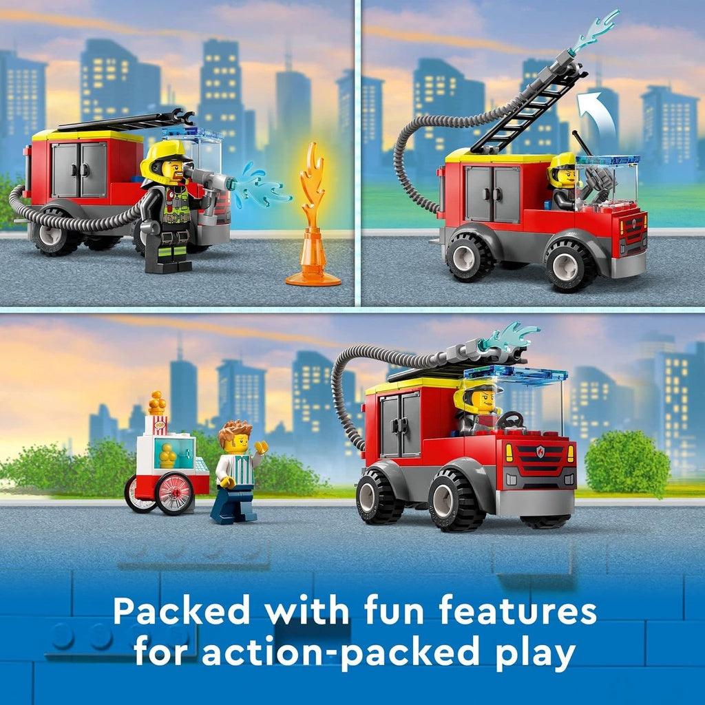 Lego City Fire Station and Fire Engine 60375, Pretend Play Fire Station with Firefighter Minifigures - Momo Gadgets