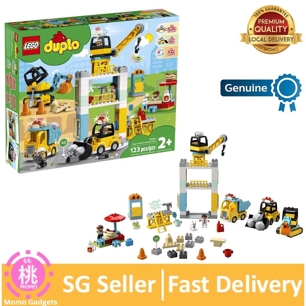 LEGO DUPLO Construction Tower Crane & Construction 10933 Creative Building Playset with Toy Vehicles (123 Pieces) - Momo Gadgets