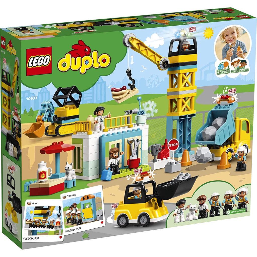 LEGO DUPLO Construction Tower Crane & Construction 10933 Creative Building Playset with Toy Vehicles (123 Pieces) - Momo Gadgets