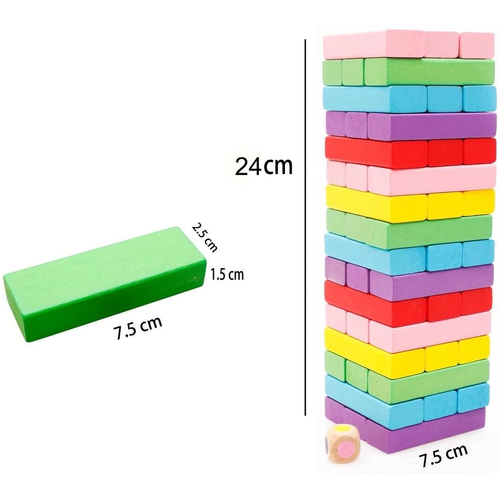 Lewo Wooden Stacking Board Games Building Blocks for Kids Boys Girls- 48 Pieces - Momo Gadgets