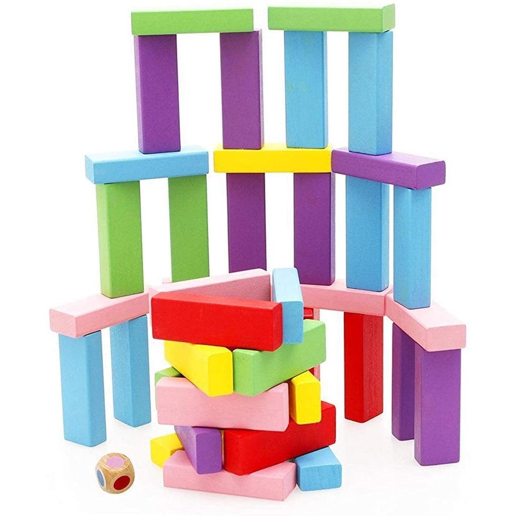 Lewo Wooden Stacking Board Games Building Blocks for Kids Boys Girls- 48 Pieces - Momo Gadgets