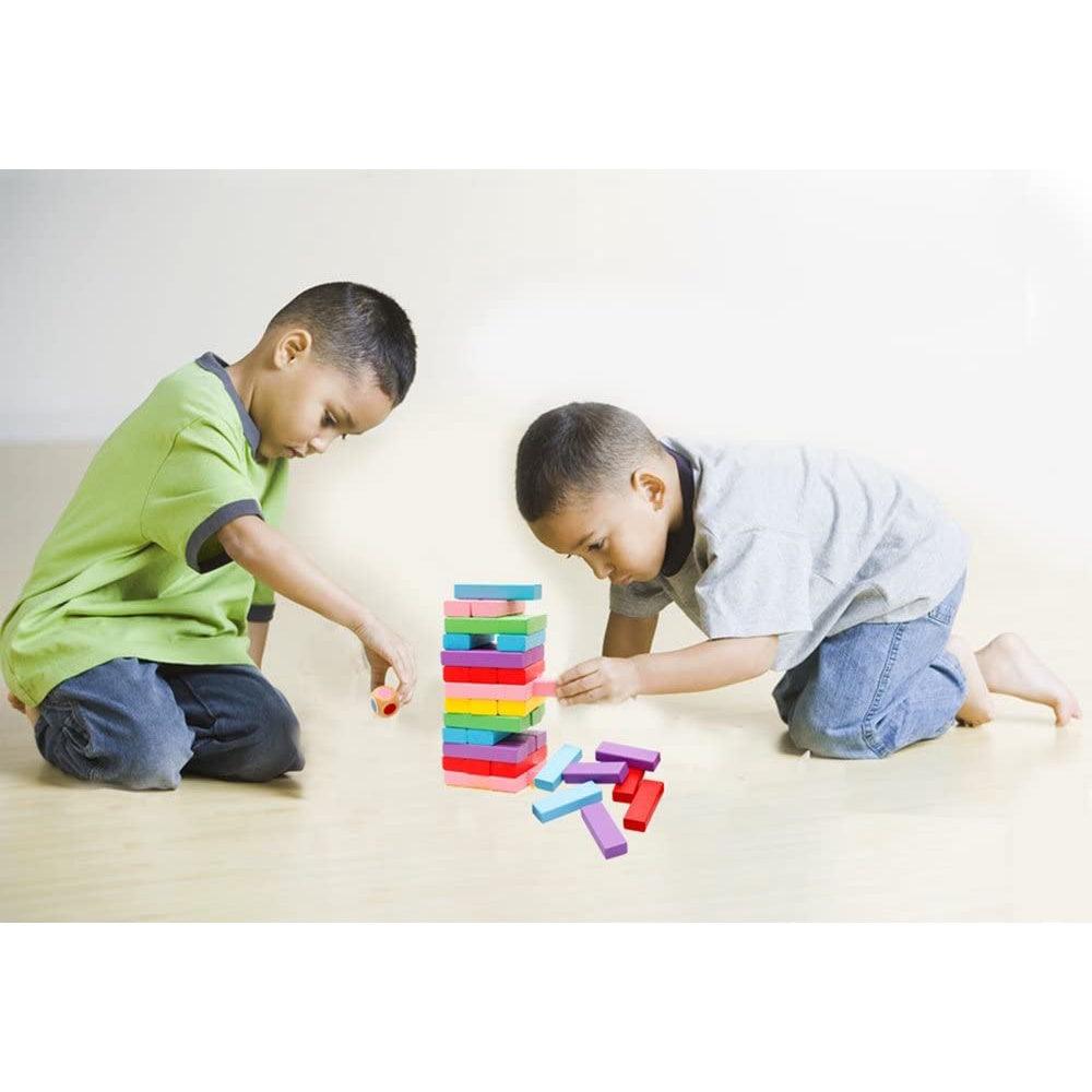 Lewo Wooden Stacking Board Games Building Blocks for Kids Boys Girls- 48 Pieces - Momo Gadgets