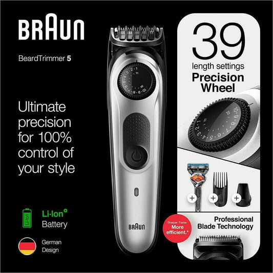 , Lifetime Sharp BladeBraun Beard Trimmer and Hair Clipper for Mens, 39 Length Settings, UK Two Pin - Momo Gadgets