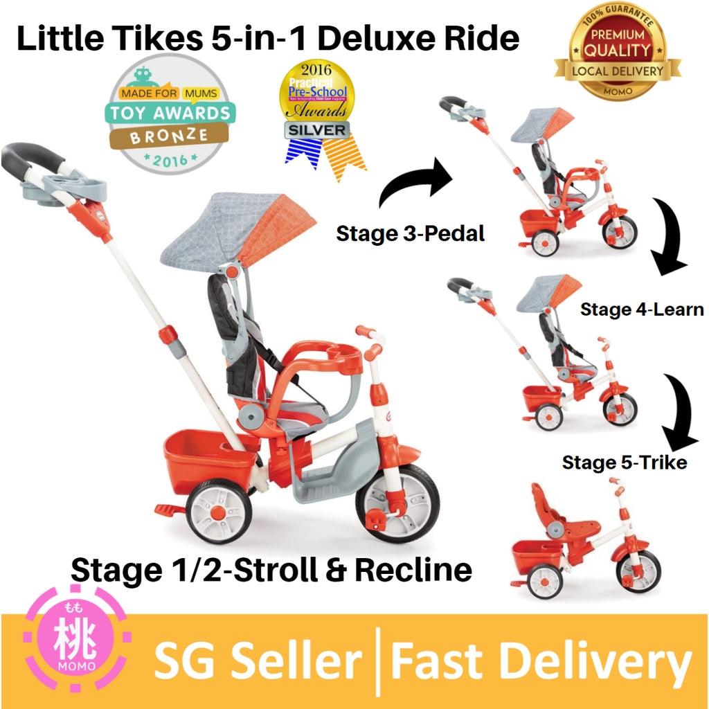 Little Tikes 5 in 1 Deluxe Ride and Relax, Reclining Trike - Red - Momo Gadgets