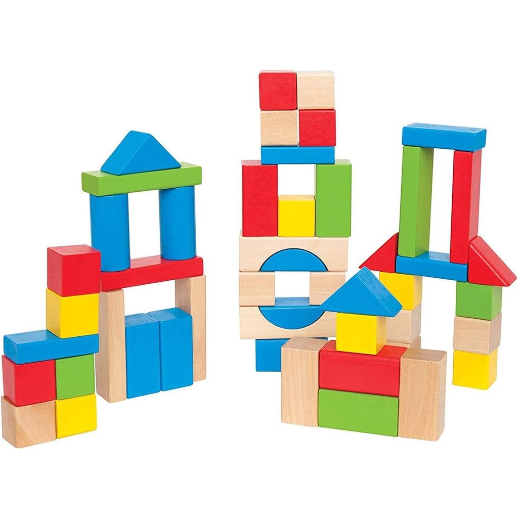 Maple Wood Kids Building Blocks by Hape | Stacking Wooden Block, 50 Pieces - Momo Gadgets